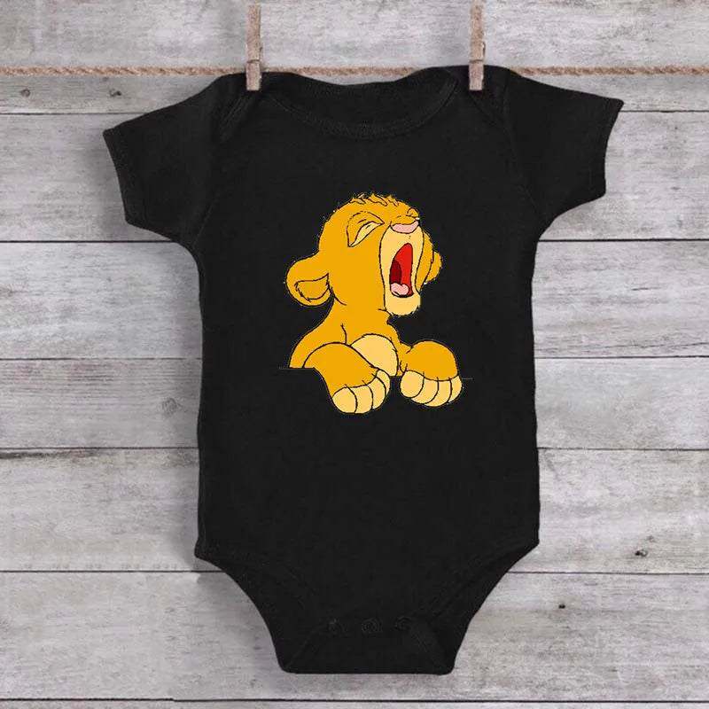 Simba Lion King Baby Girl Boy Clothes Black White Short Sleeve Cotton Newborn Toddler Jumpsuit