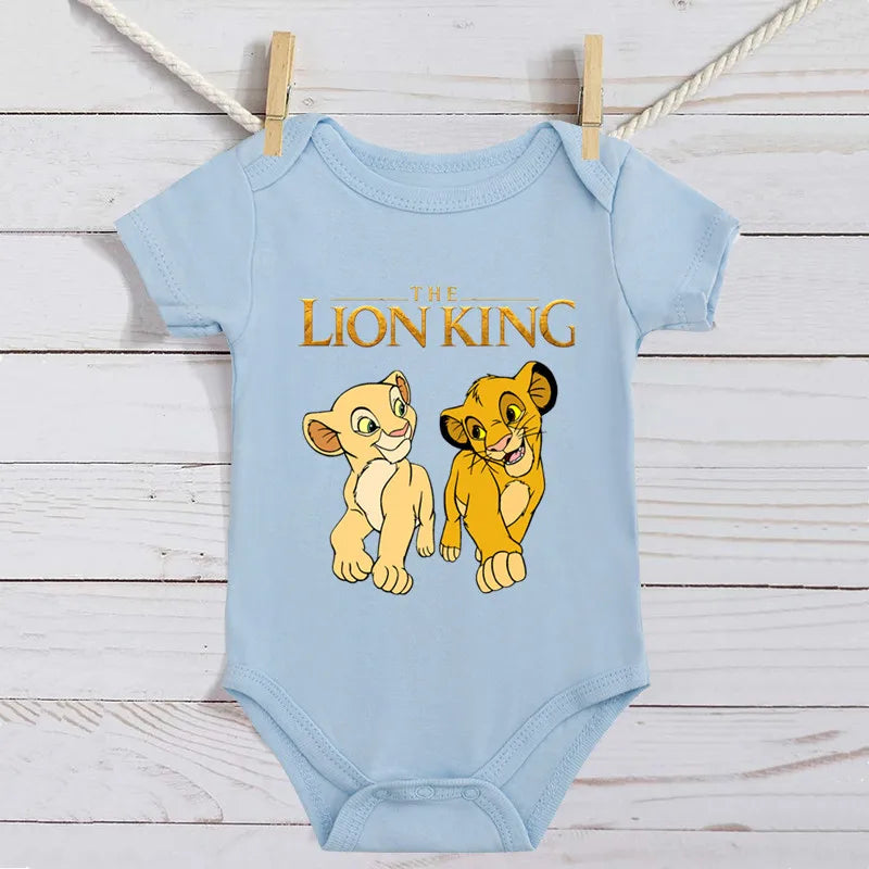 Simba Lion King Baby Girl Boy Clothes Black White Short Sleeve Cotton Newborn Toddler Jumpsuit