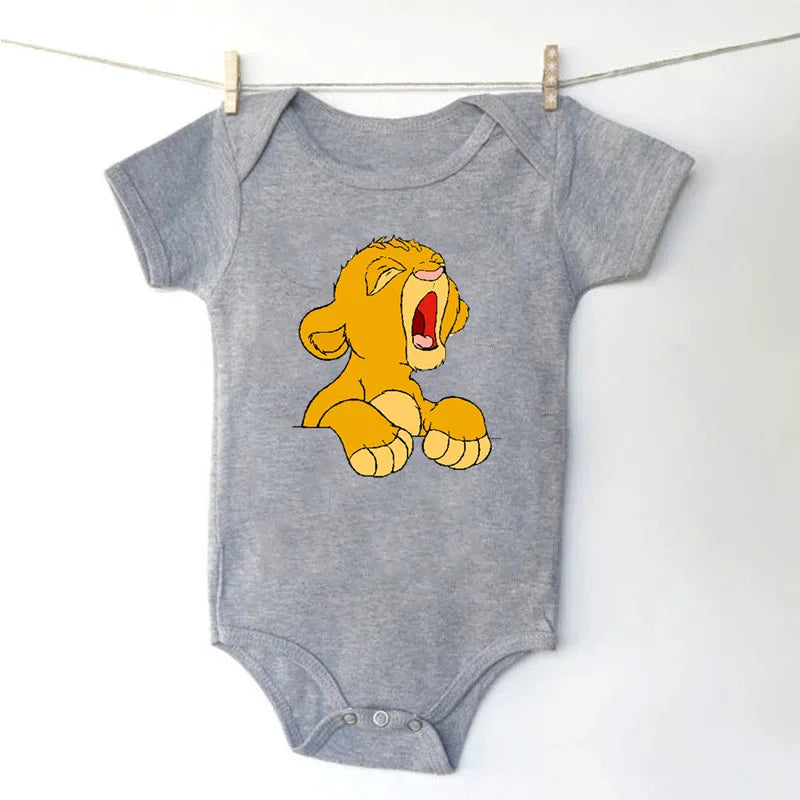 Simba Lion King Baby Girl Boy Clothes Black White Short Sleeve Cotton Newborn Toddler Jumpsuit