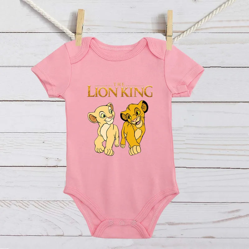 Simba Lion King Baby Girl Boy Clothes Black White Short Sleeve Cotton Newborn Toddler Jumpsuit