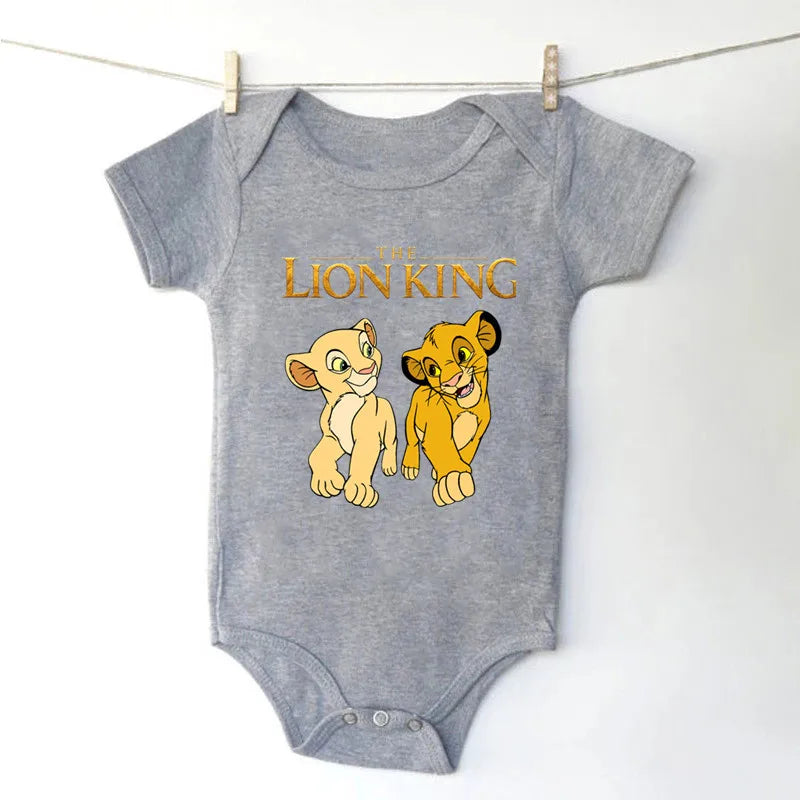 Simba Lion King Baby Girl Boy Clothes Black White Short Sleeve Cotton Newborn Toddler Jumpsuit