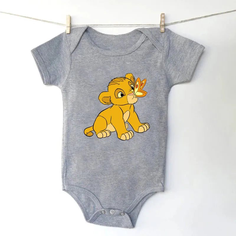 Simba Lion King Baby Girl Boy Clothes Black White Short Sleeve Cotton Newborn Toddler Jumpsuit