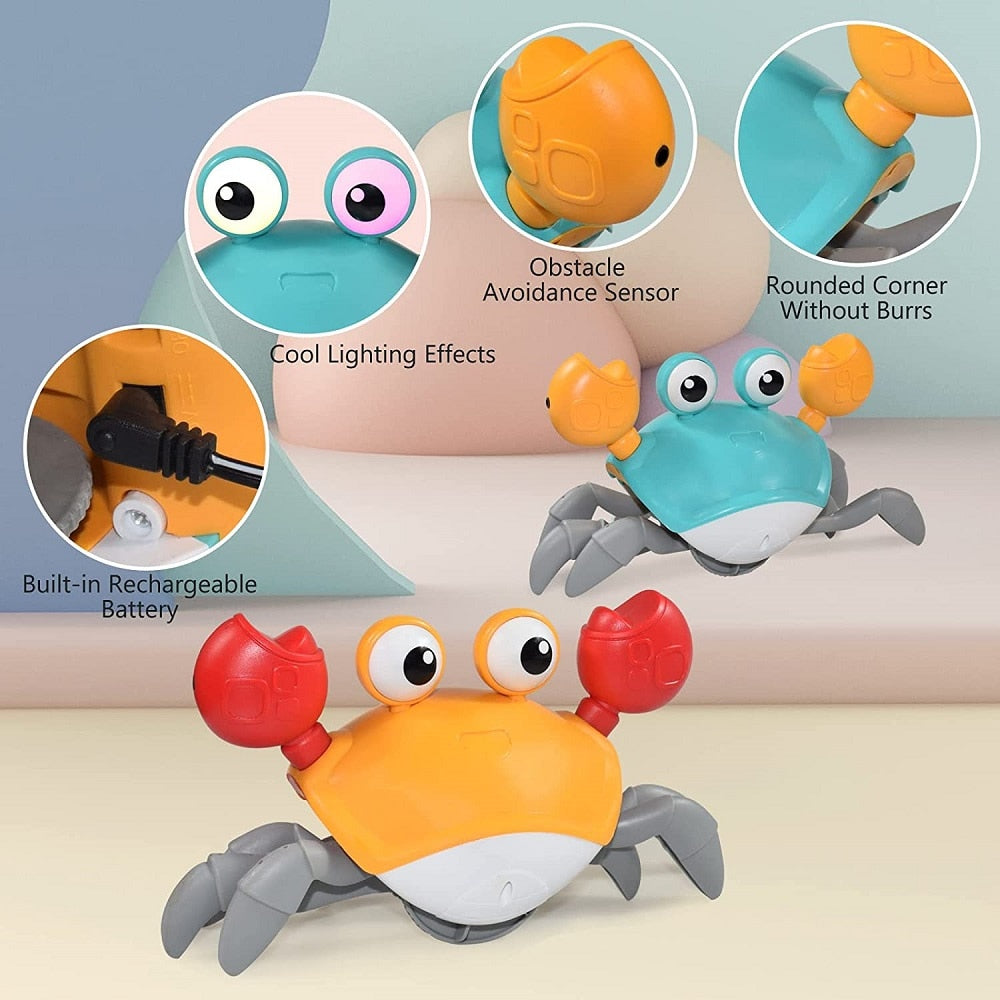 Interactive Dancing Crawling Crab Run Away Entertainment Toy for Babies and Pets