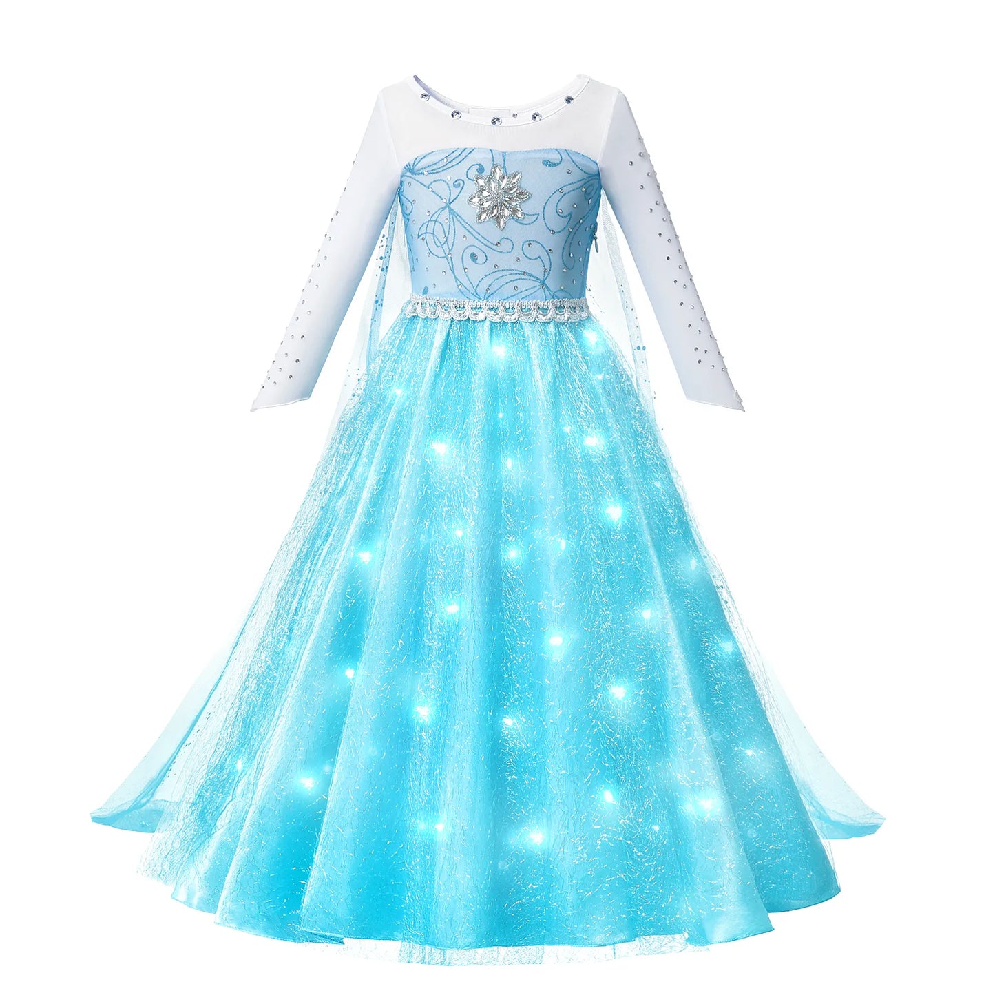 Girls LED Lights Frozen Elsa Anna Princess Ariel Dress Encanto Mirabel Halloween Luminous Prom Evening Party