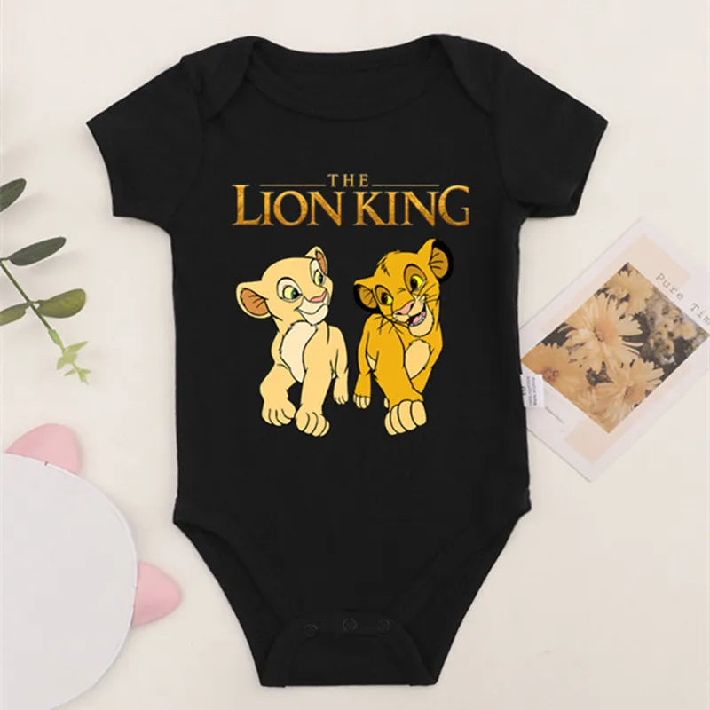 Simba Lion King Baby Girl Boy Clothes Black White Short Sleeve Cotton Newborn Toddler Jumpsuit