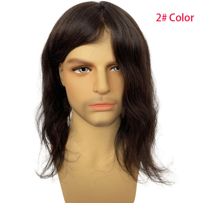 Men's Toupee Brazilian Human 12inch Long Hair Wigs Thin Skin Base PU 10×8 Hair Pieces For Men