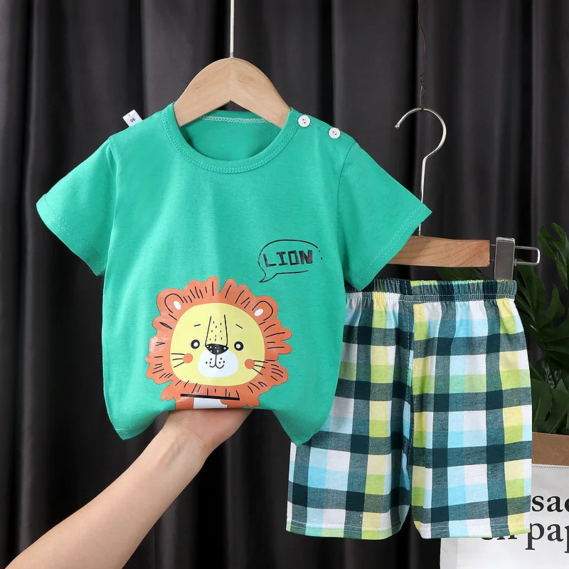 T-shirt + pants 2pcs Boys Girls Baby Toddler Clothing Set Newborn Baby Suit