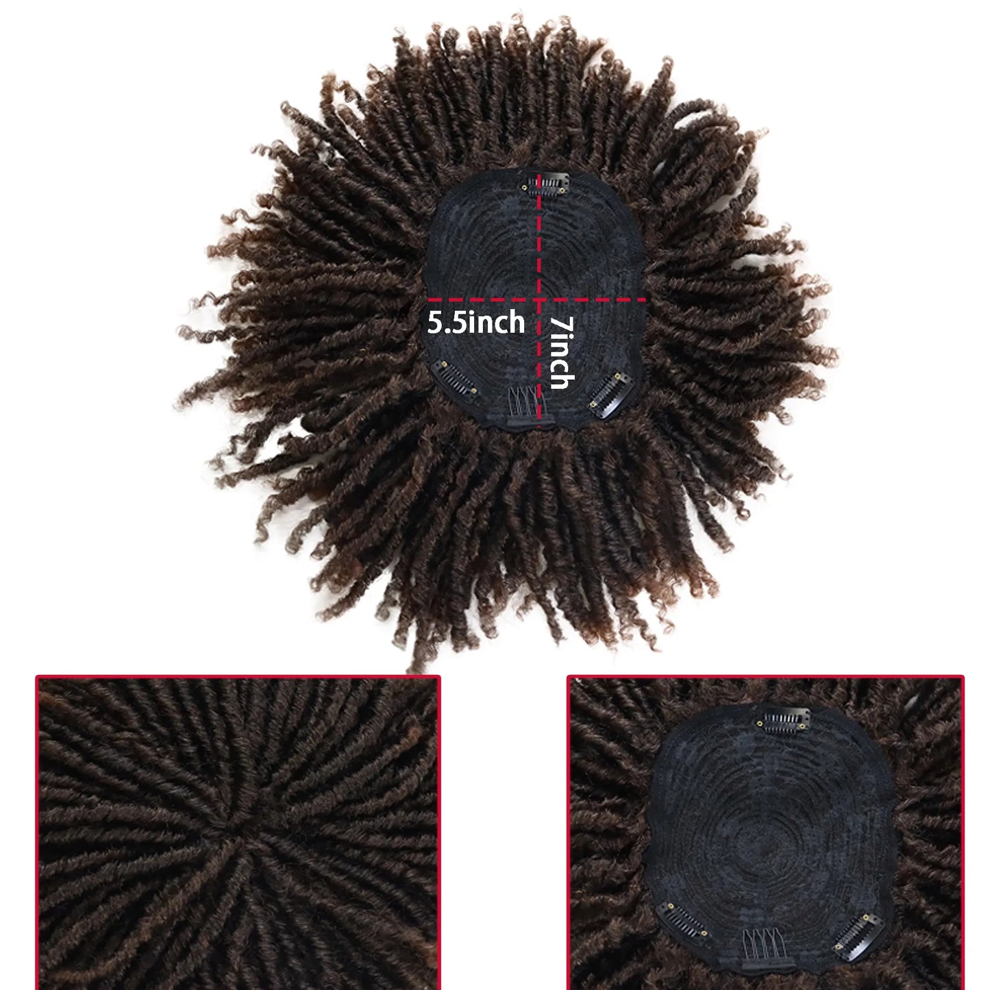 Synthetic Short Afro Twist Hair Braided Half Wig Clip in Toupee Hairpieces Dreadlocks Wig