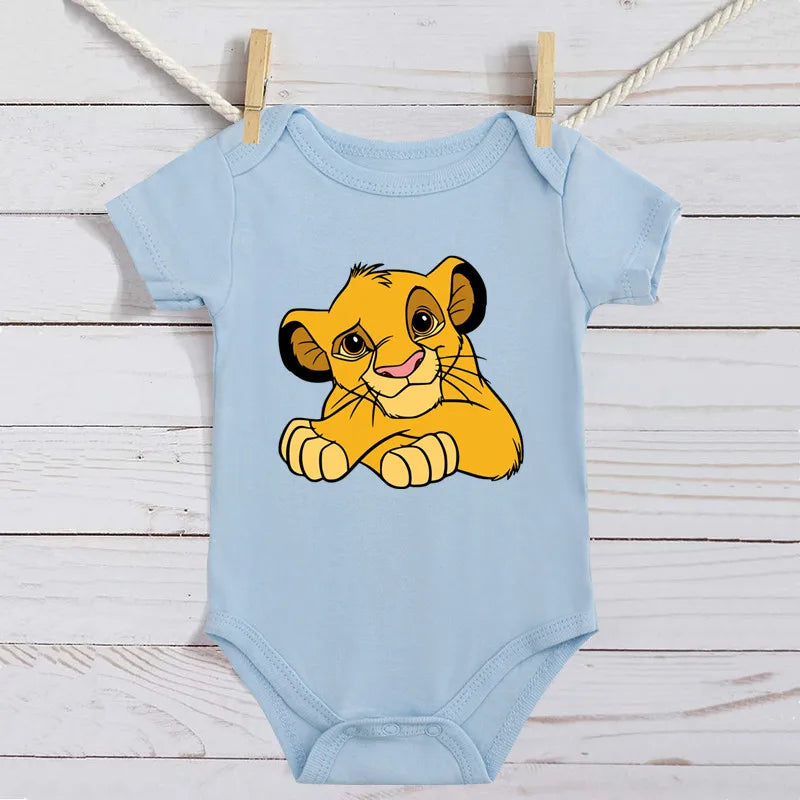 Simba Lion King Baby Girl Boy Clothes Black White Short Sleeve Cotton Newborn Toddler Jumpsuit