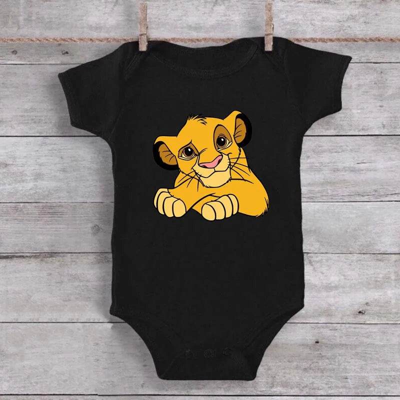 Simba Lion King Baby Girl Boy Clothes Black White Short Sleeve Cotton Newborn Toddler Jumpsuit