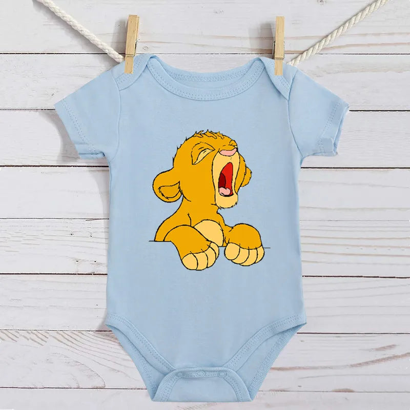 Simba Lion King Baby Girl Boy Clothes Black White Short Sleeve Cotton Newborn Toddler Jumpsuit