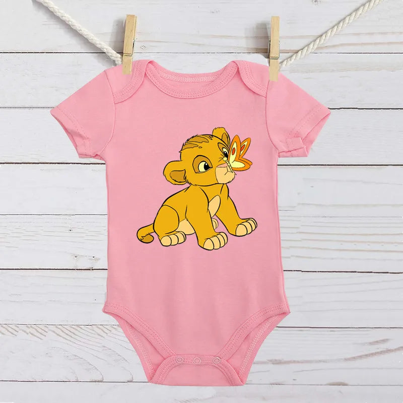 Simba Lion King Baby Girl Boy Clothes Black White Short Sleeve Cotton Newborn Toddler Jumpsuit