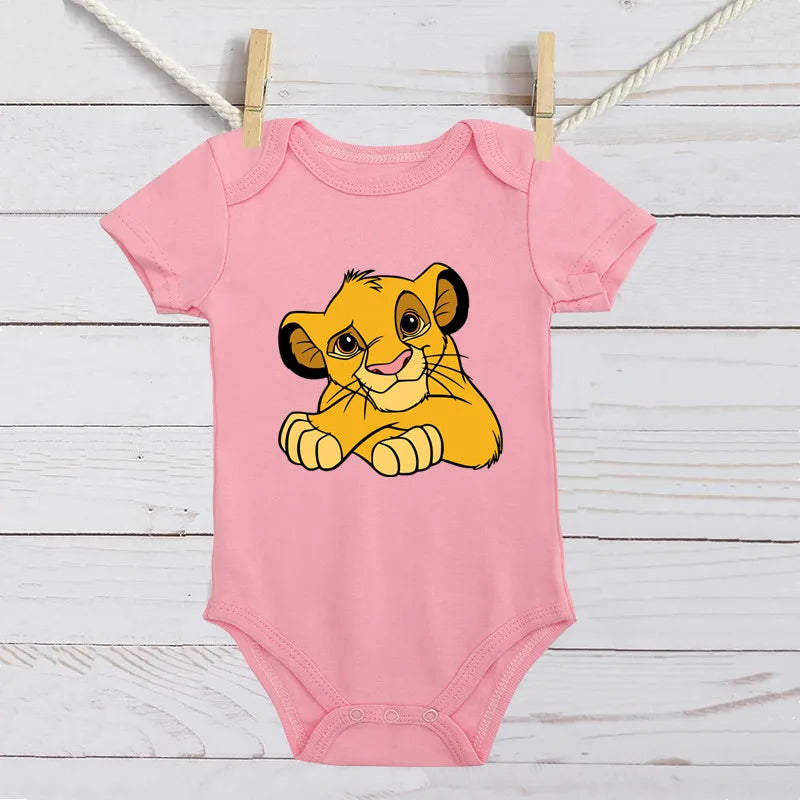 Simba Lion King Baby Girl Boy Clothes Black White Short Sleeve Cotton Newborn Toddler Jumpsuit