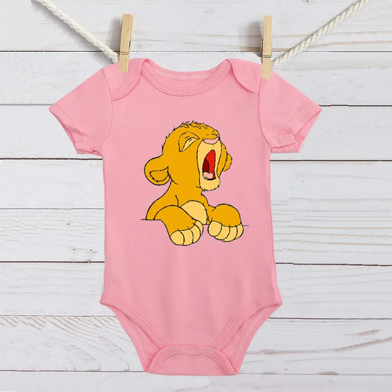 Simba Lion King Baby Girl Boy Clothes Black White Short Sleeve Cotton Newborn Toddler Jumpsuit