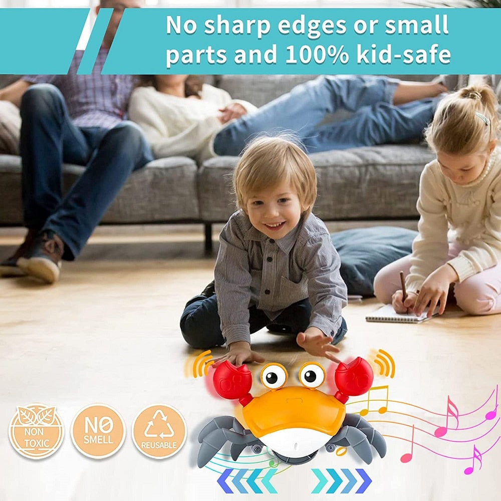 Interactive Dancing Crawling Crab Run Away Entertainment Toy for Babies and Pets