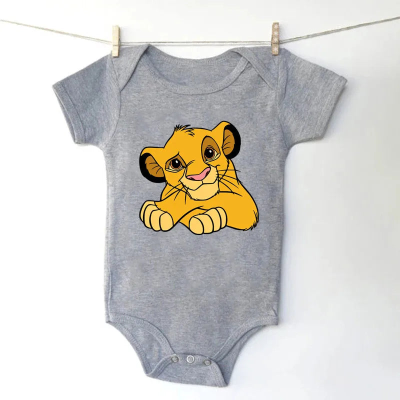 Simba Lion King Baby Girl Boy Clothes Black White Short Sleeve Cotton Newborn Toddler Jumpsuit