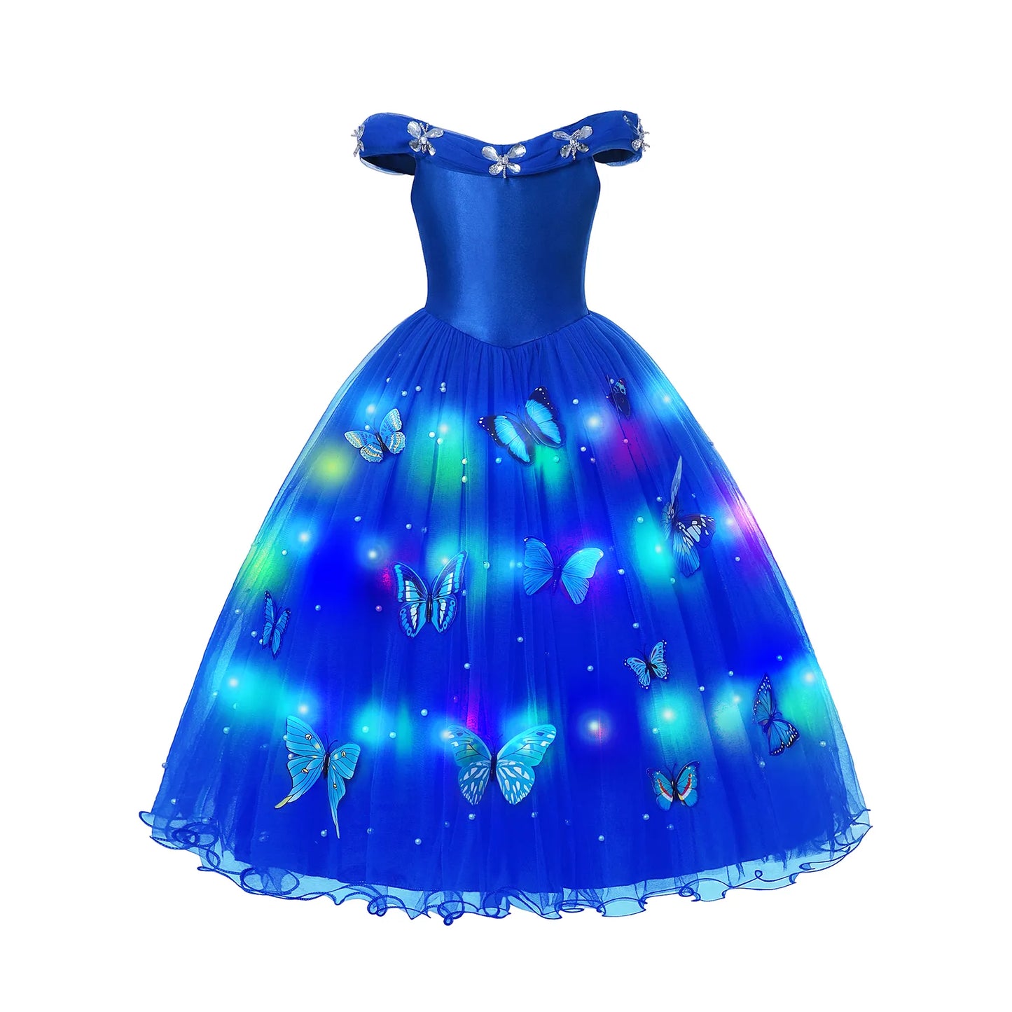 Girls LED Lights Frozen Elsa Anna Princess Ariel Dress Encanto Mirabel Halloween Luminous Prom Evening Party