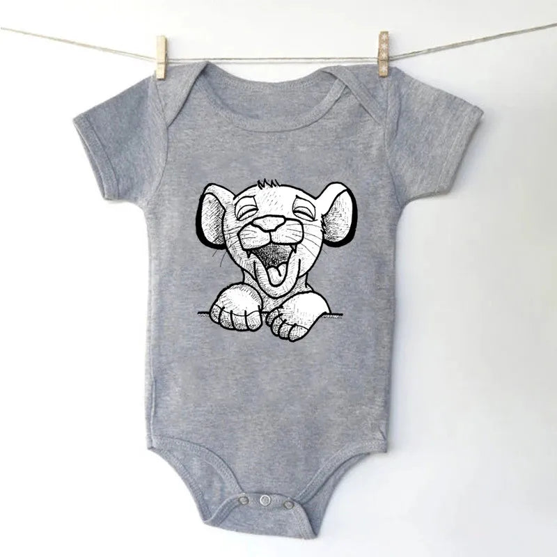 Simba Lion King Baby Girl Boy Clothes Black White Short Sleeve Cotton Newborn Toddler Jumpsuit