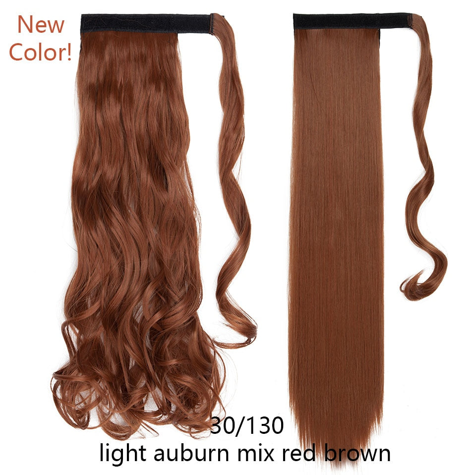 Straight / Wavy Wrap Around Ponytail Clip in Hair Extensions Natural Hairpiece Headwear Synthetic Hair 17''/ 23'' Long