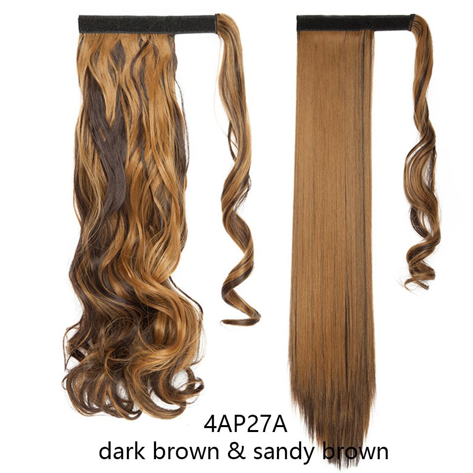 Straight / Wavy Wrap Around Ponytail Clip in Hair Extensions Natural Hairpiece Headwear Synthetic Hair 17''/ 23'' Long