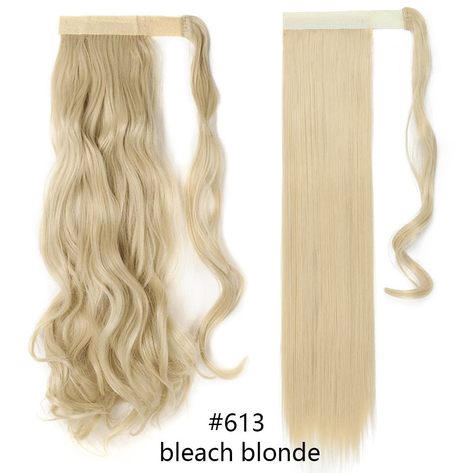 Straight / Wavy Wrap Around Ponytail Clip in Hair Extensions Natural Hairpiece Headwear Synthetic Hair 17''/ 23'' Long