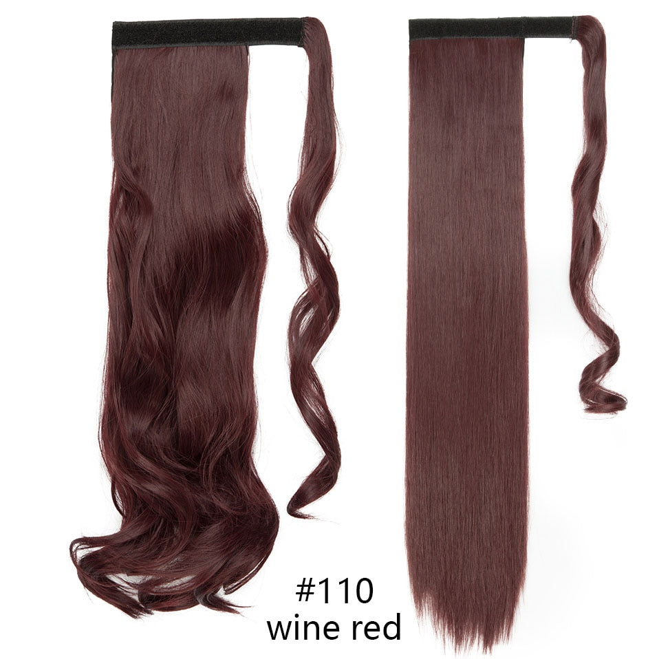 Straight / Wavy Wrap Around Ponytail Clip in Hair Extensions Natural Hairpiece Headwear Synthetic Hair 17''/ 23'' Long