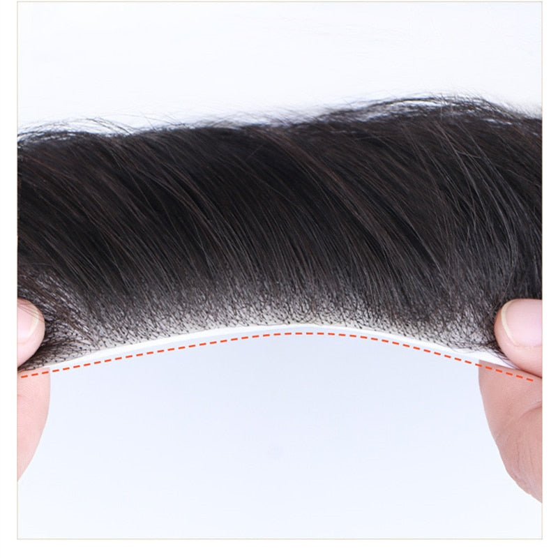 Frontal Hairpiece Extension Hairline Loss Straight Natural Brazilian Black Human Hair Tape in Toupee Replacement System