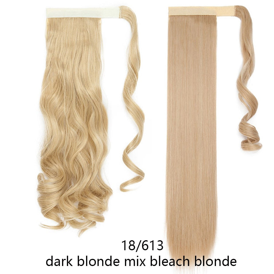 Straight / Wavy Wrap Around Ponytail Clip in Hair Extensions Natural Hairpiece Headwear Synthetic Hair 17''/ 23'' Long