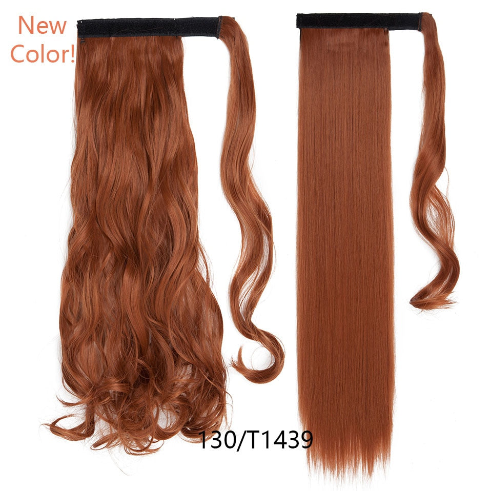 Straight / Wavy Wrap Around Ponytail Clip in Hair Extensions Natural Hairpiece Headwear Synthetic Hair 17''/ 23'' Long