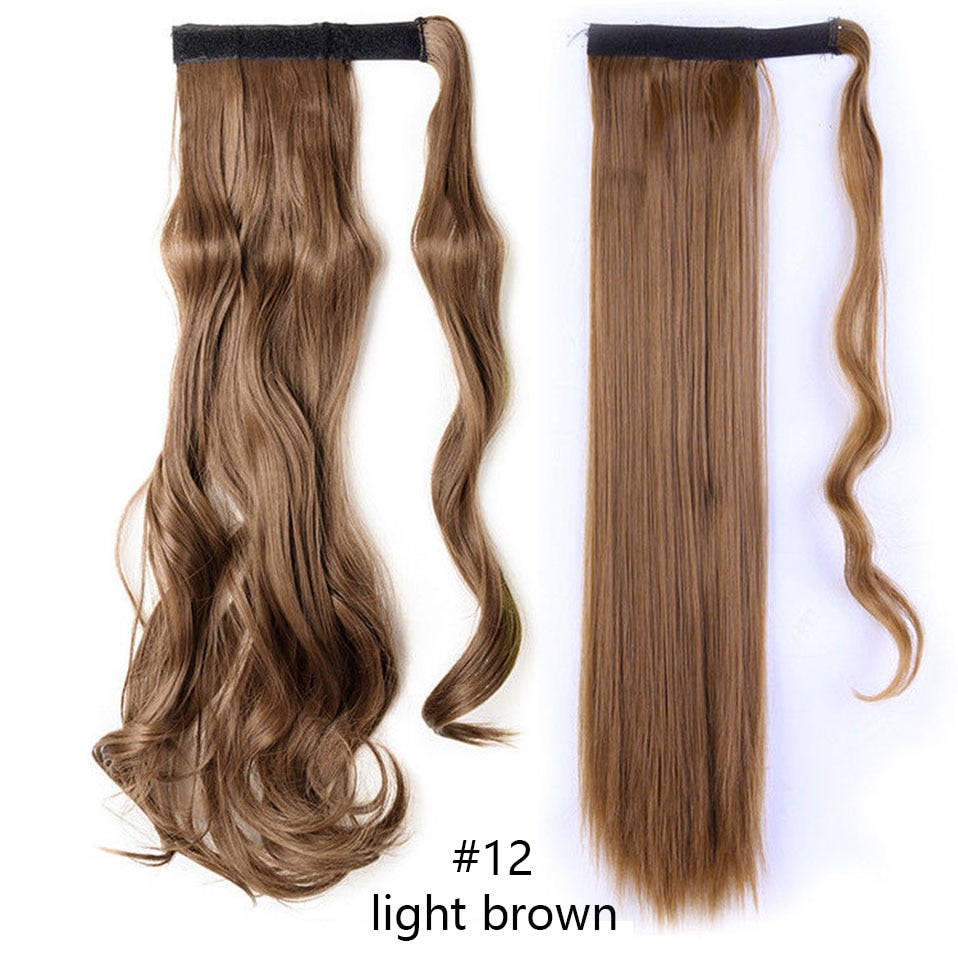 Straight / Wavy Wrap Around Ponytail Clip in Hair Extensions Natural Hairpiece Headwear Synthetic Hair 17''/ 23'' Long