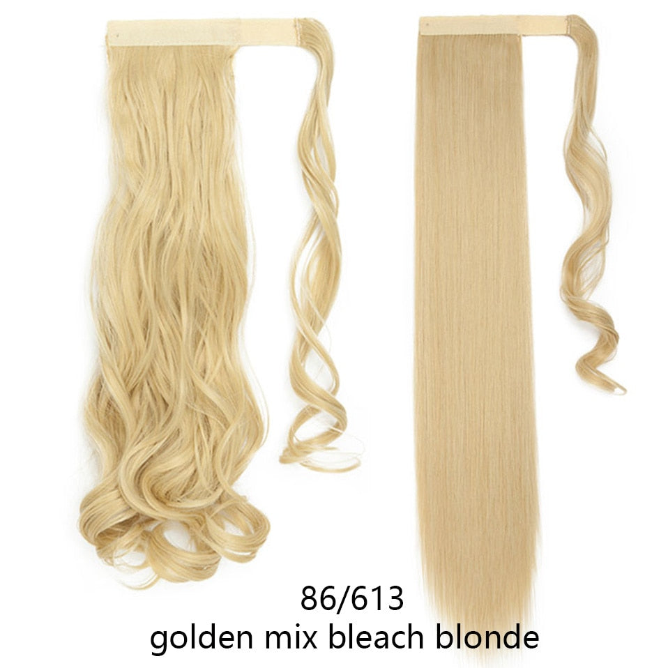 Straight / Wavy Wrap Around Ponytail Clip in Hair Extensions Natural Hairpiece Headwear Synthetic Hair 17''/ 23'' Long