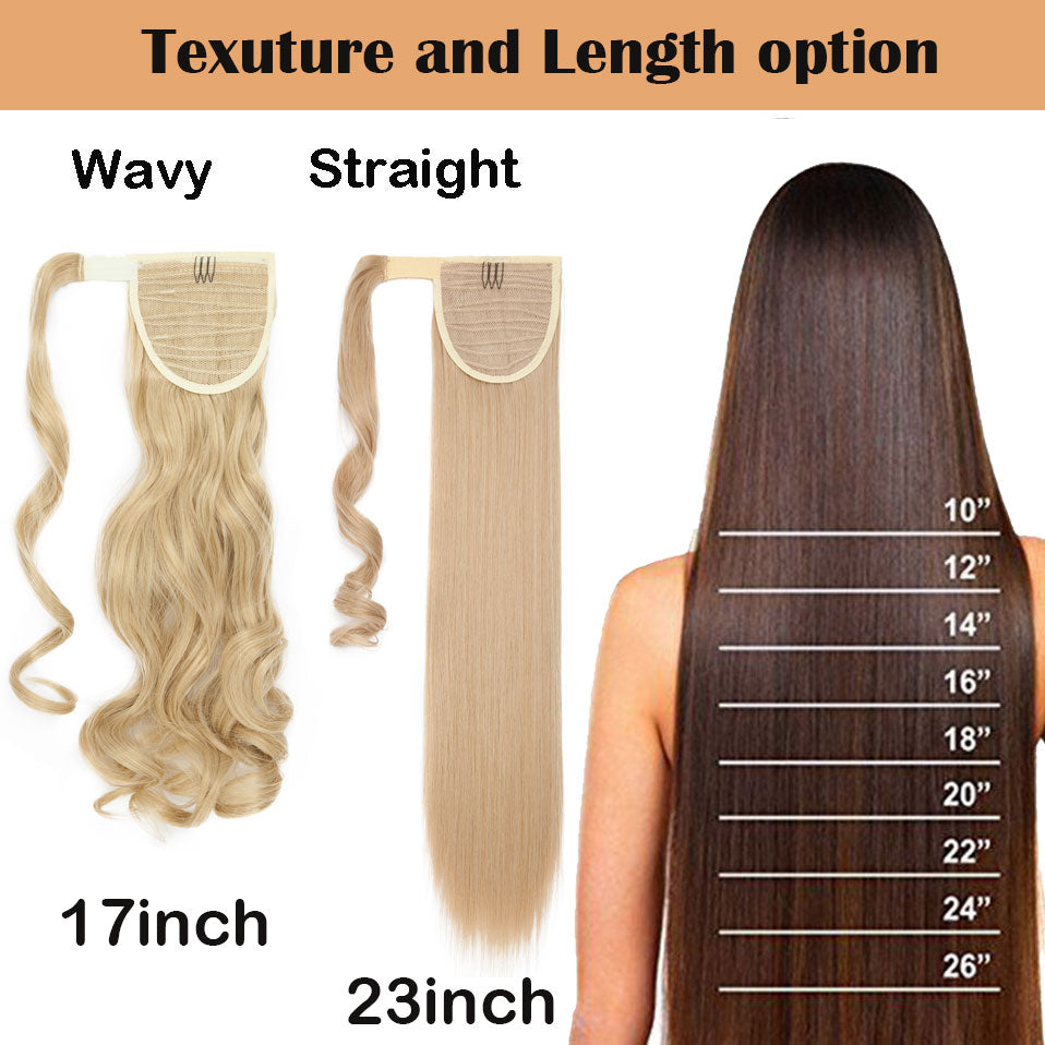 Straight / Wavy Wrap Around Ponytail Clip in Hair Extensions Natural Hairpiece Headwear Synthetic Hair 17''/ 23'' Long