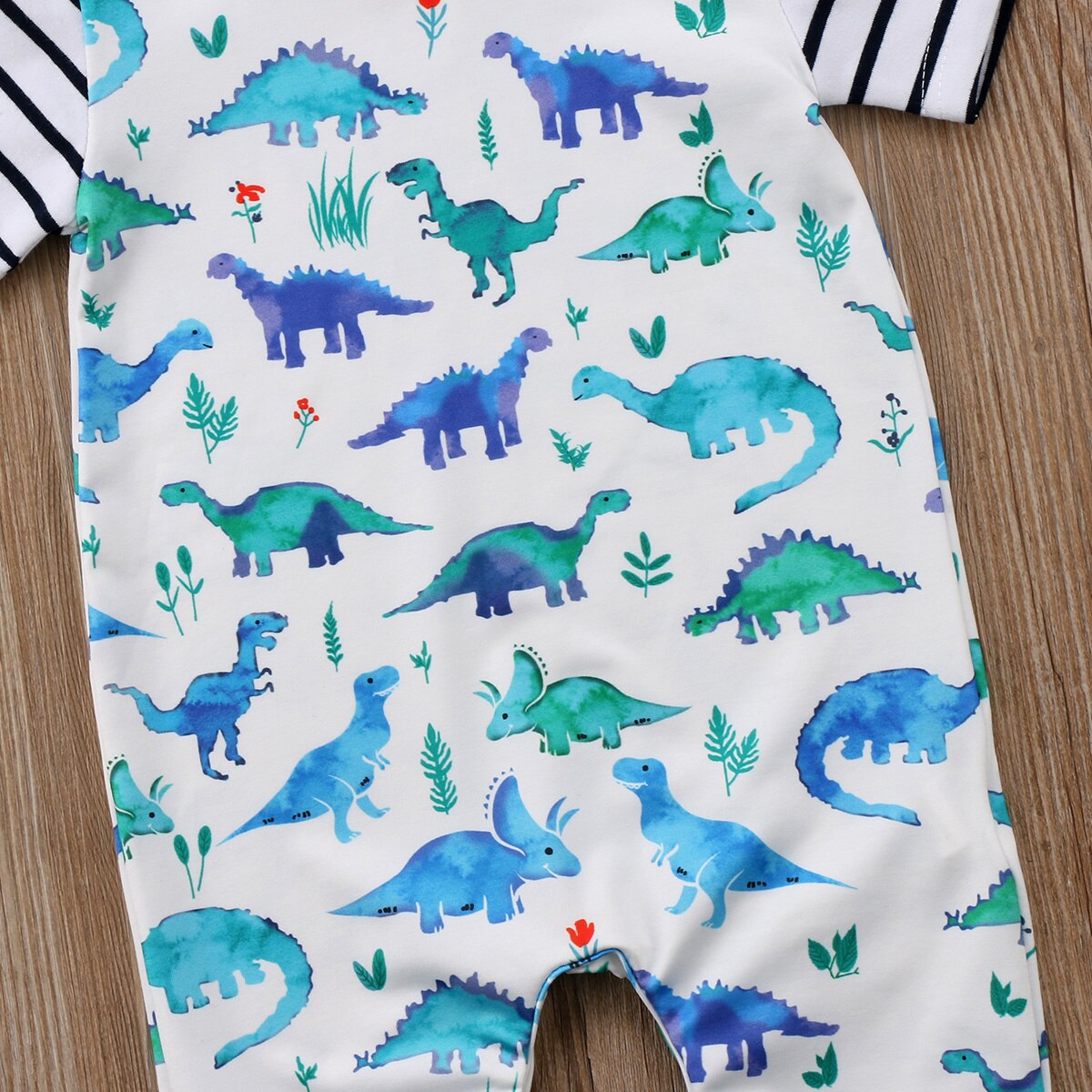 Baby Boy Kids Newborn Infant Short Sleeves Romper Jumpsuit Dinosaur Cotton Clothes