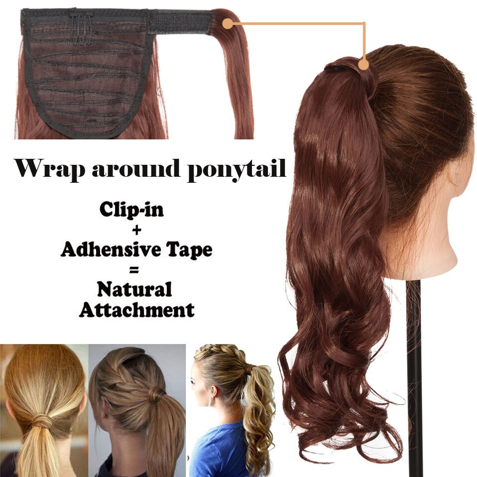 Straight / Wavy Wrap Around Ponytail Clip in Hair Extensions Natural Hairpiece Headwear Synthetic Hair 17''/ 23'' Long