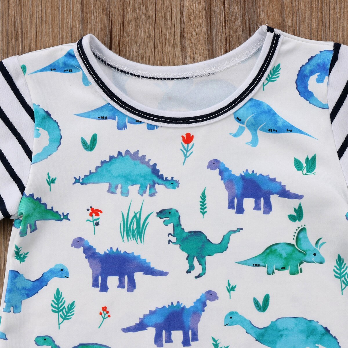 Baby Boy Kids Newborn Infant Short Sleeves Romper Jumpsuit Dinosaur Cotton Clothes