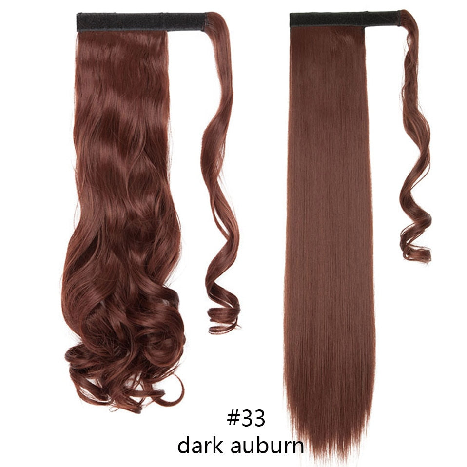 Straight / Wavy Wrap Around Ponytail Clip in Hair Extensions Natural Hairpiece Headwear Synthetic Hair 17''/ 23'' Long