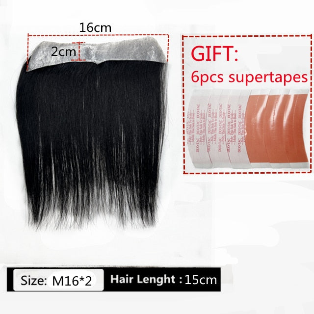 Frontal Hairpiece Extension Hairline Loss Straight Natural Brazilian Black Human Hair Tape in Toupee Replacement System