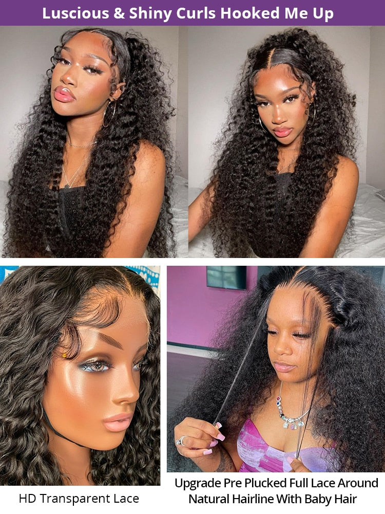 Loose Deep Wave 200 Density 360 Lace Frontal Human Hair Wigs Brazilian Water Curly 13X4 Lace Front Wig For Women 16-40 Inch 200 Density