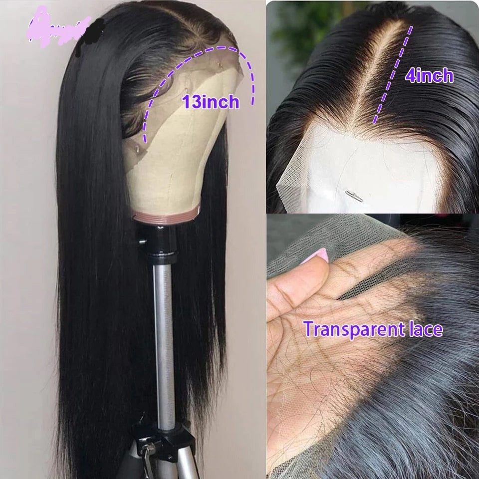 Straight Lace Front Brazilian Human Hair 13X4 Lace Frontal Wig  4X4 Lace Closure Wig