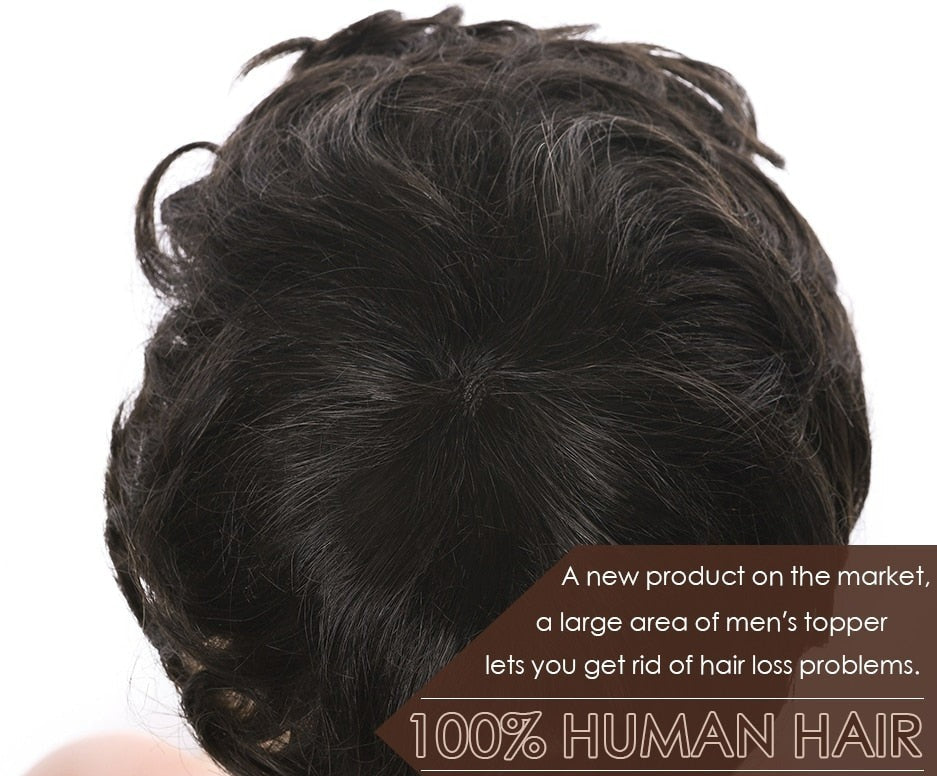 Human Hair Toppers Men Toupee 16x19cm Replacement System Capillary Prothesis Male Hair Wig Clip In 35g