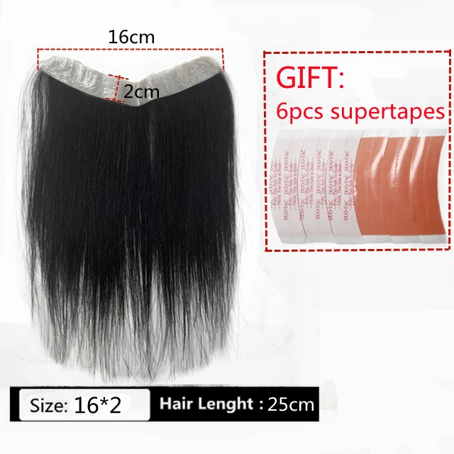 Frontal Hairpiece Extension Hairline Loss Straight Natural Brazilian Black Human Hair Tape in Toupee Replacement System