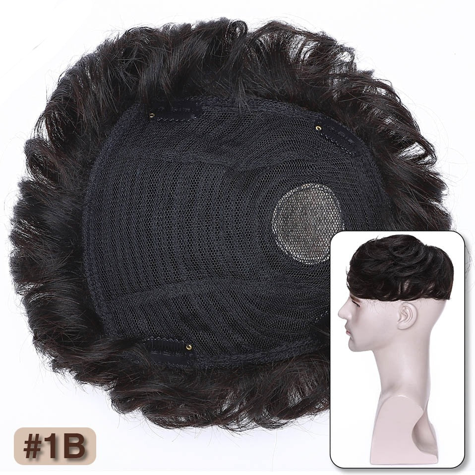 Human Hair Toppers Men Toupee 16x19cm Replacement System Capillary Prothesis Male Hair Wig Clip In 35g