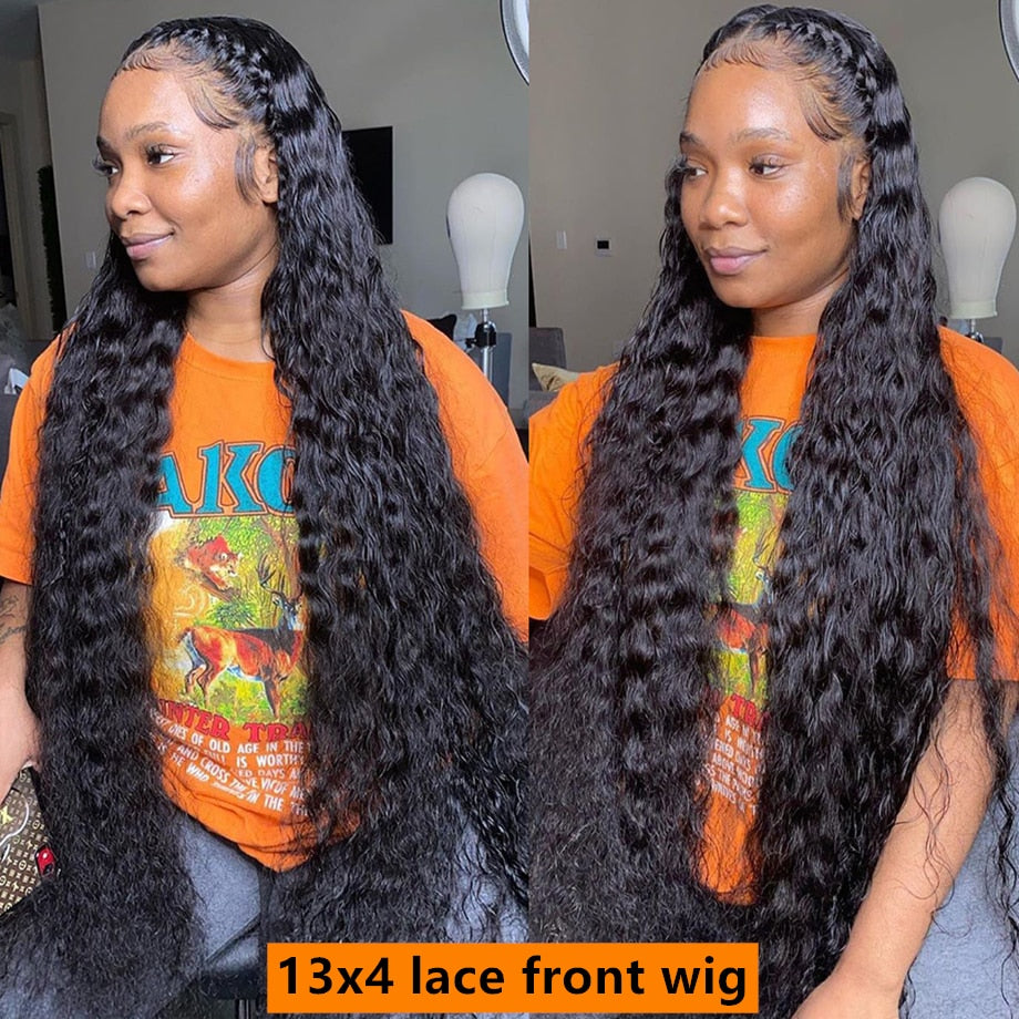 Lace Frontal Wig Brazilian Deep Wave 13x4 Lace Front Wig Hd Transparent Curly Full Lace Wigs Water Wave Human Hair For Women