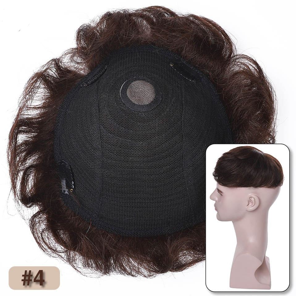 Human Hair Toppers Men Toupee 16x19cm Replacement System Capillary Prothesis Male Hair Wig Clip In 35g