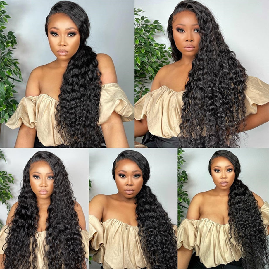 Lace Frontal Wig Brazilian Deep Wave 13x4 Lace Front Wig Hd Transparent Curly Full Lace Wigs Water Wave Human Hair For Women