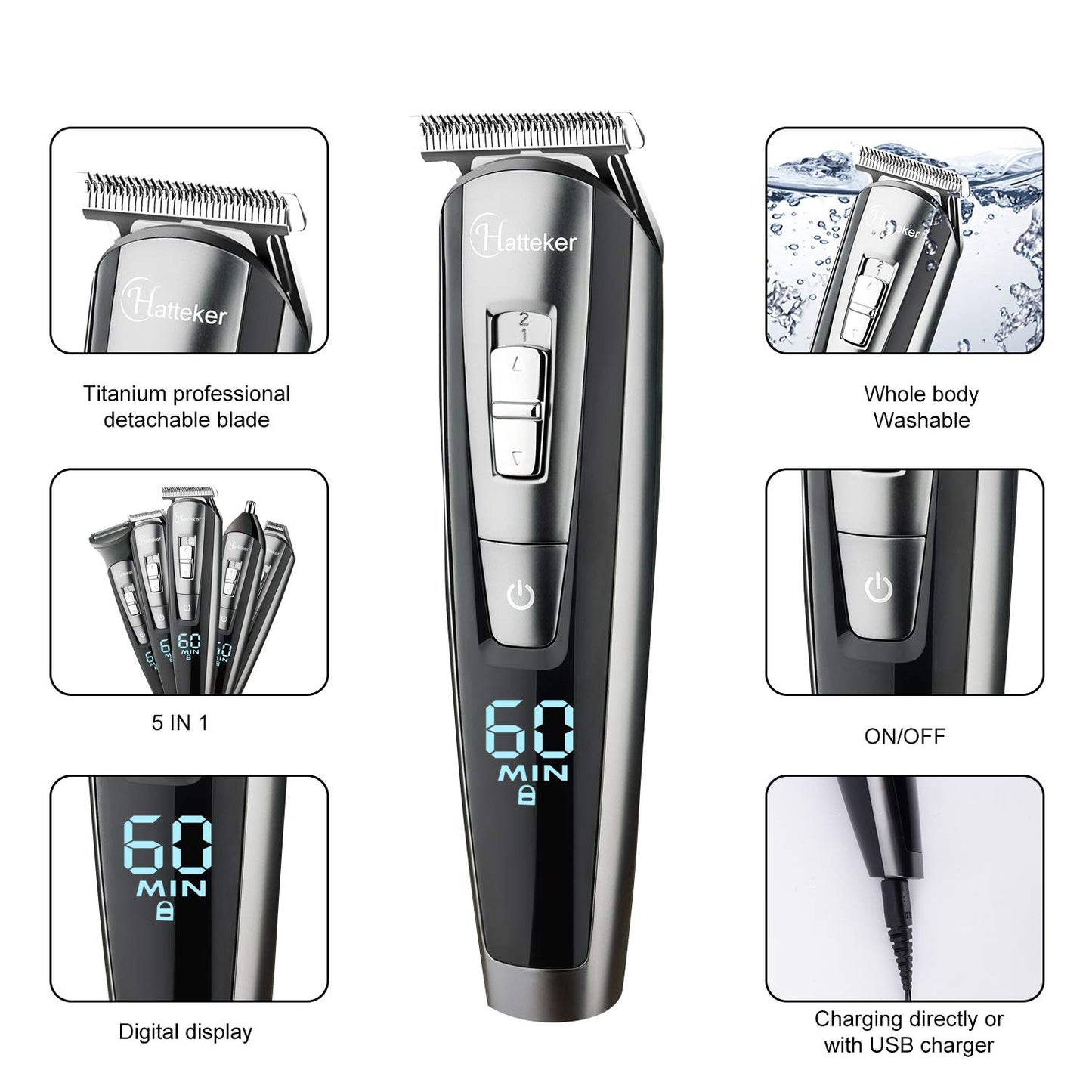 Men's Cordless Precision Shaver Kit Nose Beard Mustache Hair Trimmer Waterproof