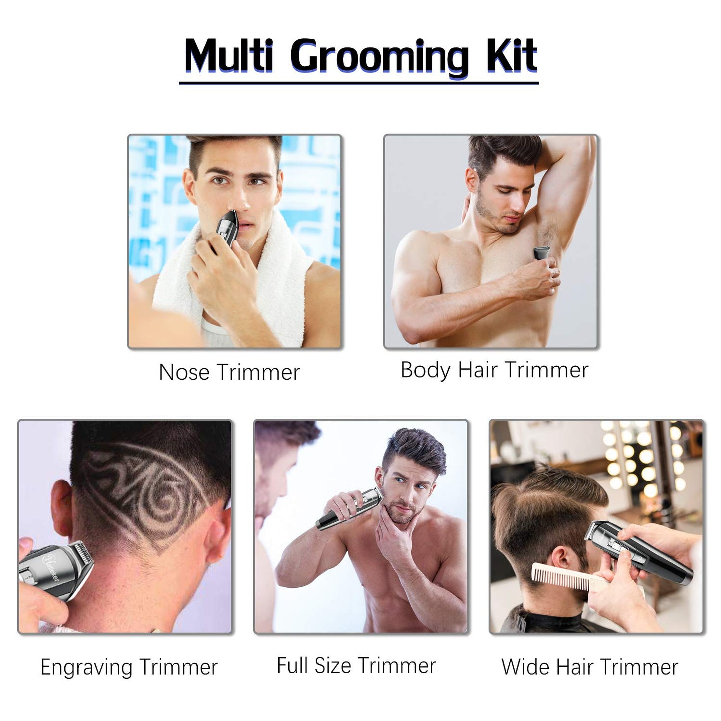 Men's Cordless Precision Shaver Kit Nose Beard Mustache Hair Trimmer Waterproof