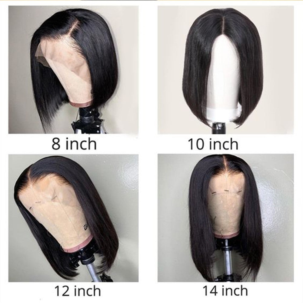 Bob Lace 150 Remy Human Hair 13x4 Straight Lace Front Wig Pre Plucked Closure Wig