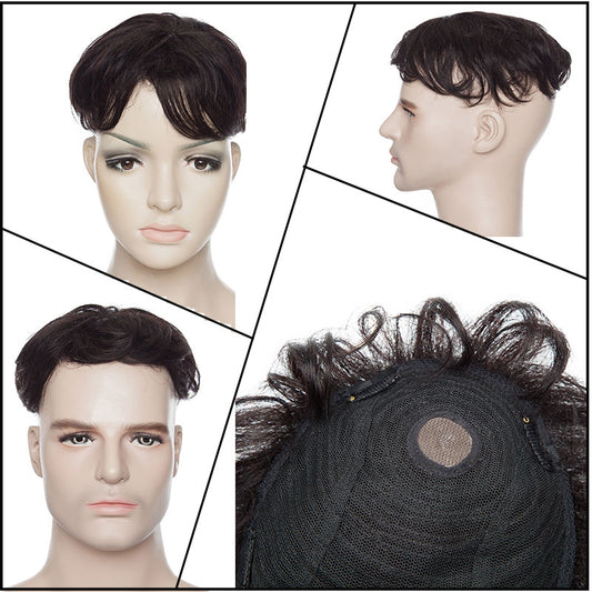 SEGO 16x19cm Small Men Toupee 100% Human Hair Replacement Mono & Mesh Base Natural Hair System 1B #1 #2 #4 Brown