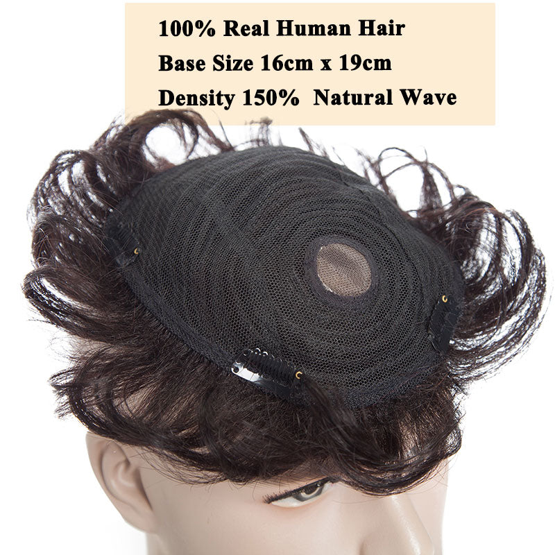 SEGO 16x19cm Small Men Toupee 100% Human Hair Replacement Mono & Mesh Base Natural Hair System 1B #1 #2 #4 Brown